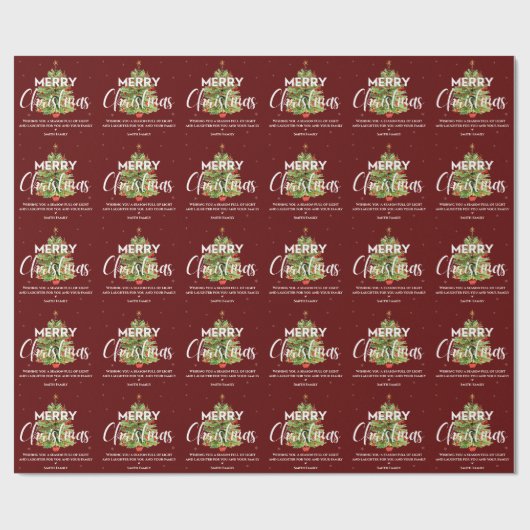 Festive Luxus Burgundy Holiday Frohe Weihnachten Geschenkpapier (Flach)