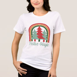 Festive Magic – Retro Rainbow Christmas Tree Desig Tri-Blend Shirt