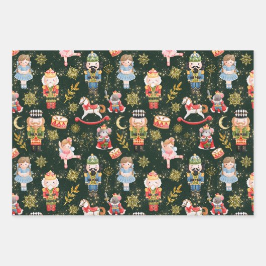 Festive Magische Niedliche Nutcracker Ballet Chara Geschenkpapier Set (Vorderseite 2)