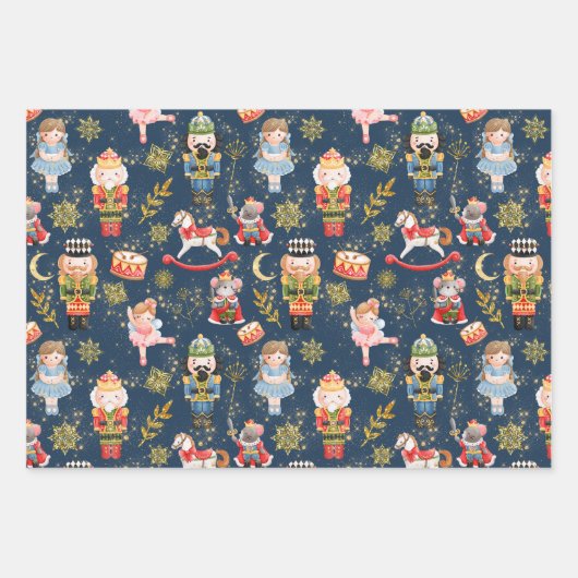 Festive Magische Niedliche Nutcracker Ballet Chara Geschenkpapier Set (Vorderseite)