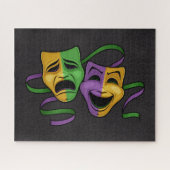 Festive Mardi Gras Happy And Sad Theater Masks Puzzle (Horizontal)