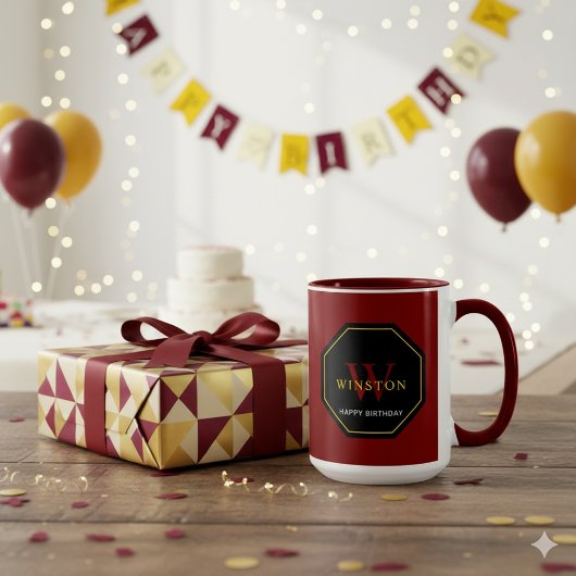 Festive Maroon Combo Mug for Birthday Celebrations Tasse