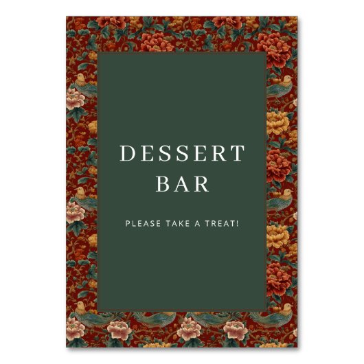 Festive Maroon Floral Wallpaper Tischnummer (Vorderseite)