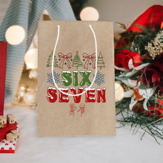 Festive Meme "Six Seven" 6 7 Xmas Kraft Mittlere Geschenktüte