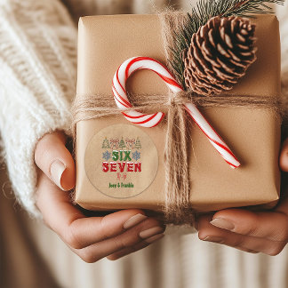 Festive Meme "Six Seven" 6 7 Xmas Kraft Runder Aufkleber