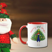 Festive Merry and Bright Christmas Tree Peacock Tasse