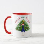 Festive Merry and Bright Christmas Tree Peacock Tasse (Links)