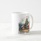 Festive Merry Christmas Country Farmhouse Kaffeetasse (VorderseiteRechts)