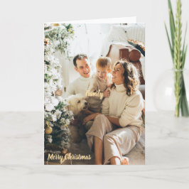 Festive Merry Christmas Family Photo Card Karte