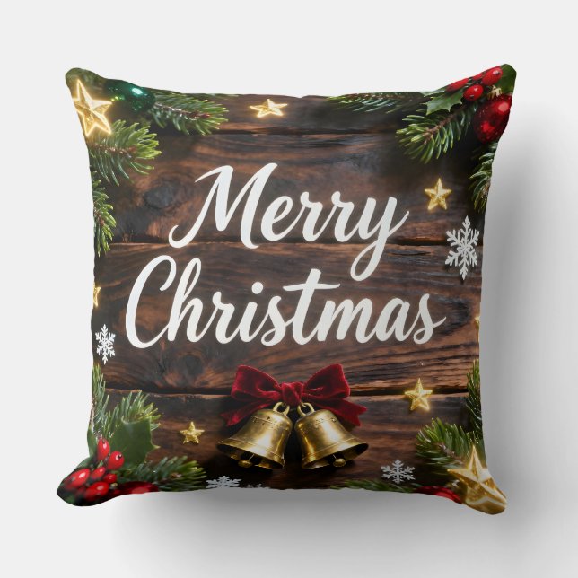 Festive Merry Christmas Holiday Pillow Kissen (Vorderseite)
