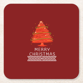 Festive Merry Christmas Napkin Rechteckiger Pappuntersetzer