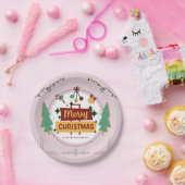 Festive Merry Christmas Paper Plate for Holiday Pappteller (Party)
