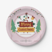 Festive Merry Christmas Paper Plate for Holiday Pappteller (Vorderseite)