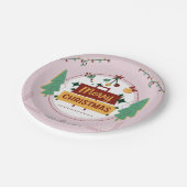 Festive Merry Christmas Paper Plate for Holiday Pappteller (Schrägansicht)