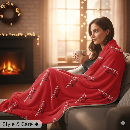 Festive Merry Christmas Patterned Sherpadecke