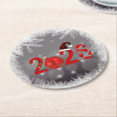 Festive Merry Christmas Red New Year 2026 Runder Pappuntersetzer (Angewinkelt)