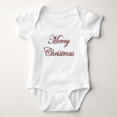 Festive Merry Christmas Script in Red Glitter Baby Strampler (Vorderseite)