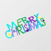 Festive Merry Christmas Text Colourful Letters Fensteraufkleber (Blatt)