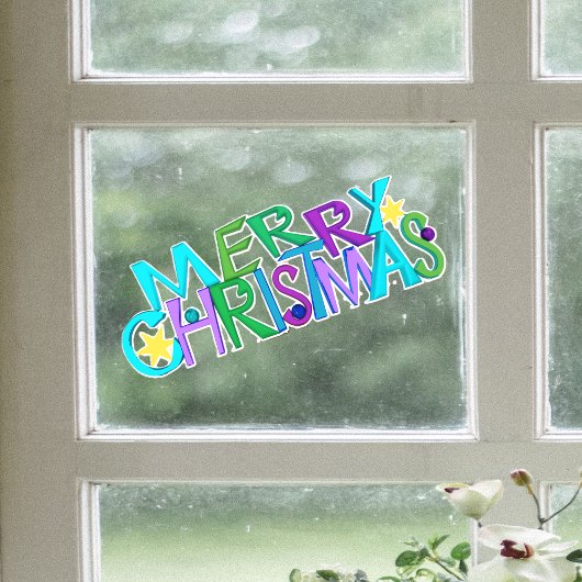 Festive Merry Christmas Text Colourful Letters Fensteraufkleber