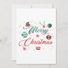 Festive Merry Christmas Typography with Ornaments Einladung
