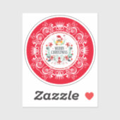 Festive Merry Christmas Wreath & White Crown Frame Aufkleber (Blatt)