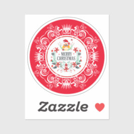 Festive Merry Christmas Wreath & White Crown Frame Aufkleber