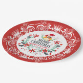 Festive Merry Christmas Wreath & White Crown Frame Pappteller (Schrägansicht)
