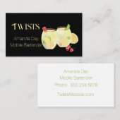 Festive Mixed Drinks Bartender Business Card Visitenkarte (Vorne/Hinten)