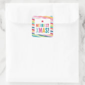 FESTIVE, moderne, farbenfrohe, gebürstete Streifen Quadratischer Aufkleber (Tasche)