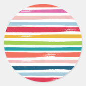 FESTIVE, moderne, farbenfrohe, gebürstete Streifen Runder Aufkleber (Vorderseite)