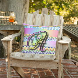 Festive Monogramm Initial A Rainbow Kissen