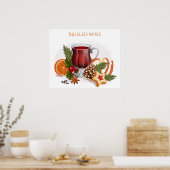 Festive Mulled Wine with Ingredients Illustration  Poster (Küche)