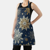 Festive Navy Blue & Gold Snowflake Pattern  Schürze (InSitu)