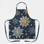 Festive Navy Blue & Gold Snowflake Pattern  Schürze (Vorderseite)