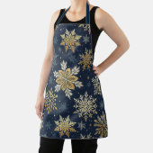 Festive Navy Blue & Gold Snowflake Pattern Schürze (InSitu)