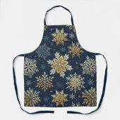 Festive Navy Blue & Gold Snowflake Pattern Schürze (Vorderseite)