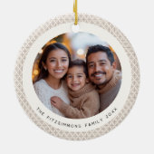 Festive Neutral Scandi Snowflake 2 Sided Photo Keramik Ornament (Hinten)