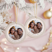 Festive Neutral Scandi Snowflake 2 Sided Photo Keramik Ornament