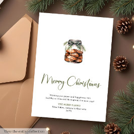 Festive Neutral Watercolor Christmas Greeting Card Feiertagskarte
