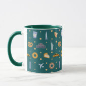 Festive New York City Pattern Christmas Green Tasse (Links)