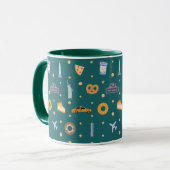 Festive New York City Pattern Christmas Green Tasse (Vorderseite Links)