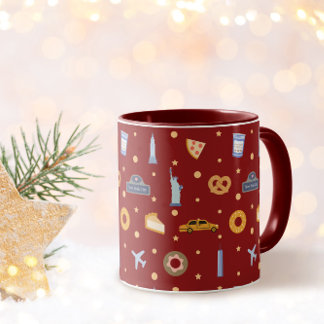 Festive New York City Pattern Christmas Red Tasse