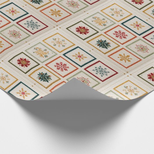 Festive Nine-Square Holiday Motif Design Geschenkpapier (Ecke)