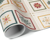 Festive Nine-Square Holiday Motif Design Geschenkpapier (Rolleneckpunkt)