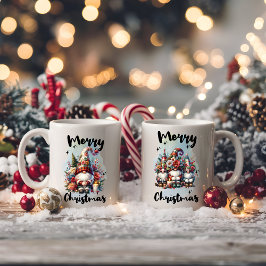 Festive Nordic Gnome Trio with Candles and Winter  Kaffeetasse