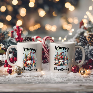 Festive Nordic Gnome Trio with Candles and Winter  Kaffeetasse