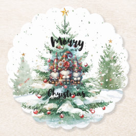 Festive Nordic Gnome Trio with Candles and Winter Untersetzer