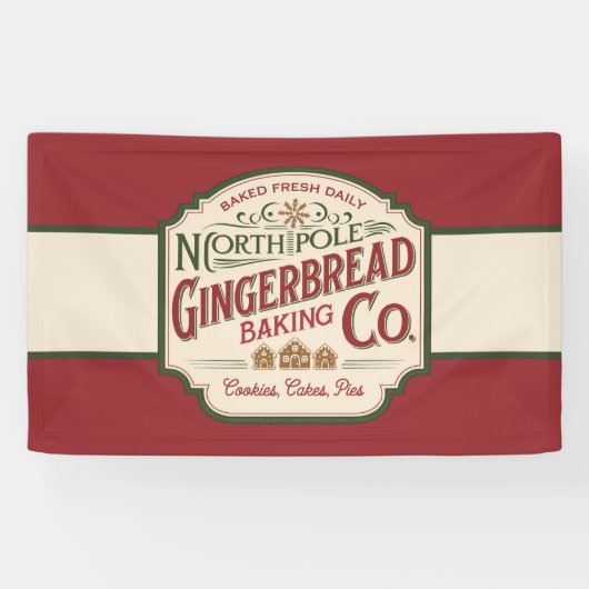 Festive North Pole Gingerbrot Backunternehmen Banner (Horizontal)