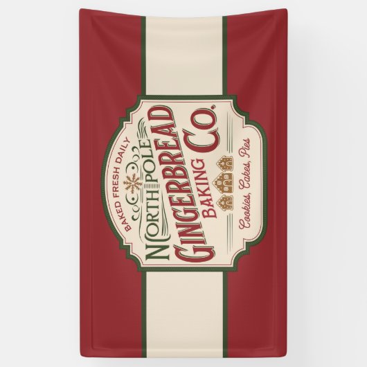 Festive North Pole Gingerbrot Backunternehmen Banner (Vertikal)