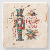 Festive Nutcracke Sweet Christmas Wishes Steinuntersetzer (Vorderseite)